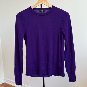 J crew 100% merino wool crew neck long sleeve purple sweater top xs